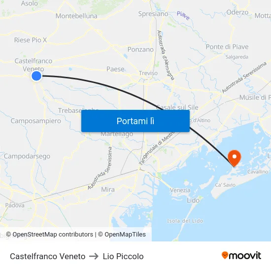 Castelfranco Veneto to Lio Piccolo map
