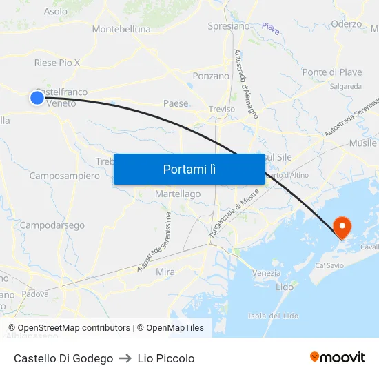 Castello Di Godego to Lio Piccolo map