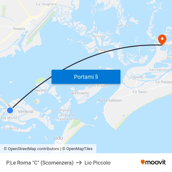 P.Le Roma "C" (Scomenzera) to Lio Piccolo map