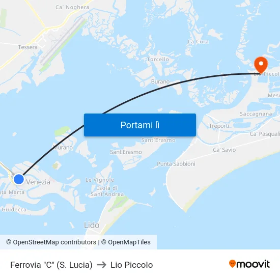 Ferrovia "C" (S. Lucia) to Lio Piccolo map