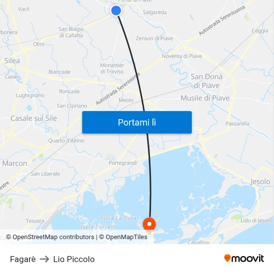 Fagarè to Lio Piccolo map