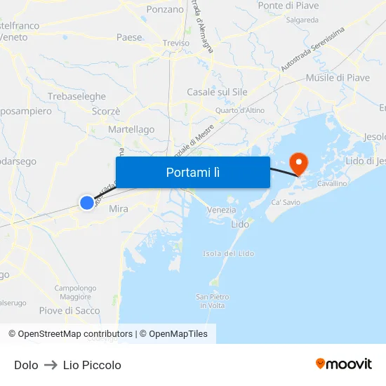Dolo to Lio Piccolo map