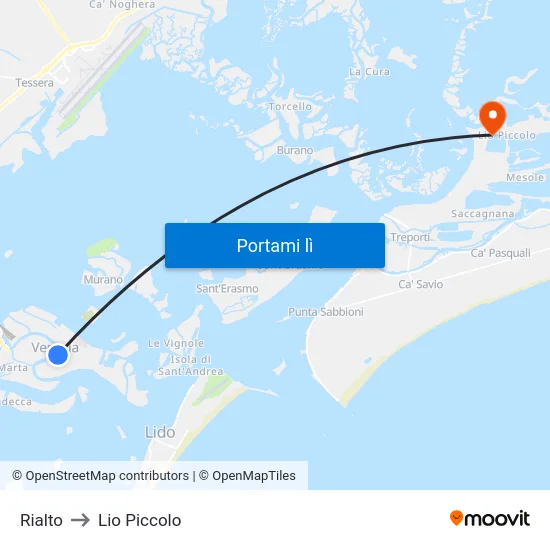 Rialto to Lio Piccolo map