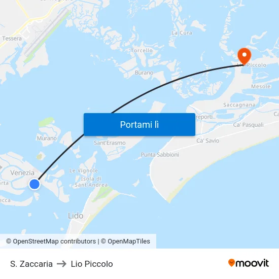 S. Zaccaria to Lio Piccolo map