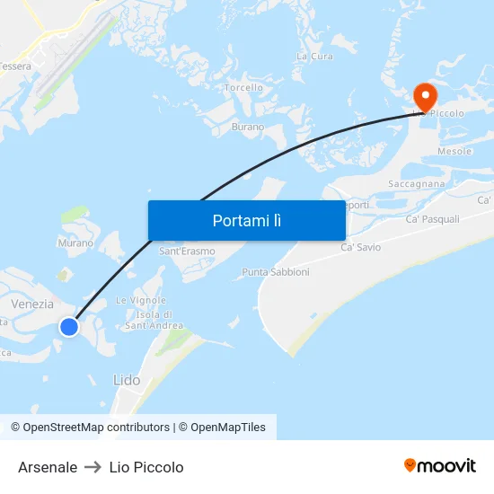 Arsenale to Lio Piccolo map