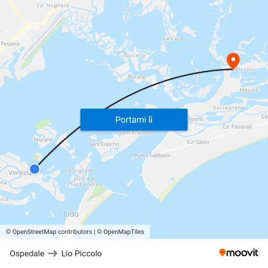 Ospedale to Lio Piccolo map