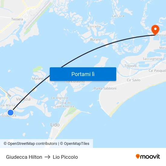Giudecca Hilton to Lio Piccolo map