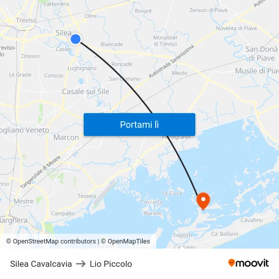 Silea Cavalcavia to Lio Piccolo map