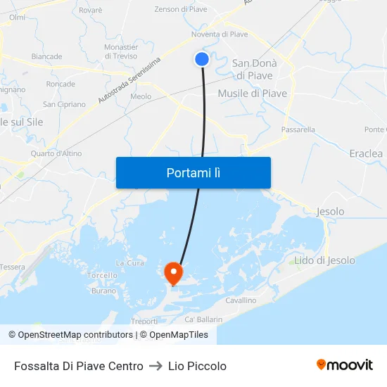 Fossalta Di Piave Centro to Lio Piccolo map