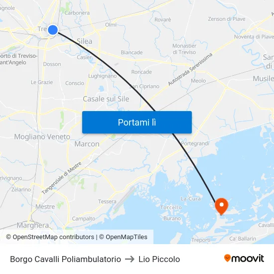 Borgo Cavalli Poliambulatorio to Lio Piccolo map