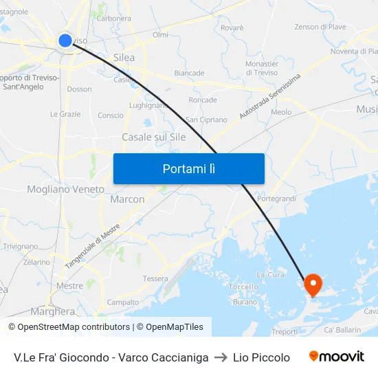 V.Le Fra' Giocondo - Varco Caccianiga to Lio Piccolo map