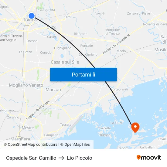 Ospedale San Camillo to Lio Piccolo map