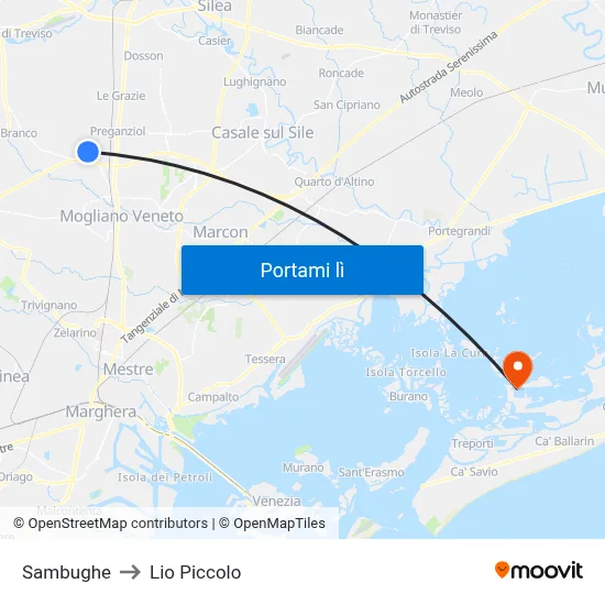 Sambughe to Lio Piccolo map