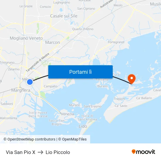 Via San Pio X to Lio Piccolo map