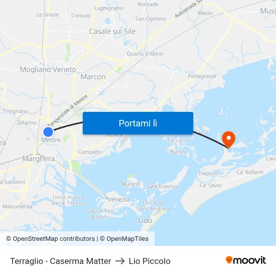 Terraglio - Caserma Matter to Lio Piccolo map