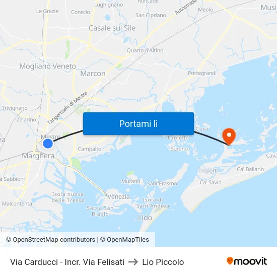 Via Carducci - Incr. Via Felisati to Lio Piccolo map