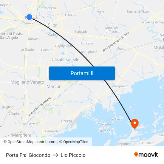 Porta Fra' Giocondo to Lio Piccolo map
