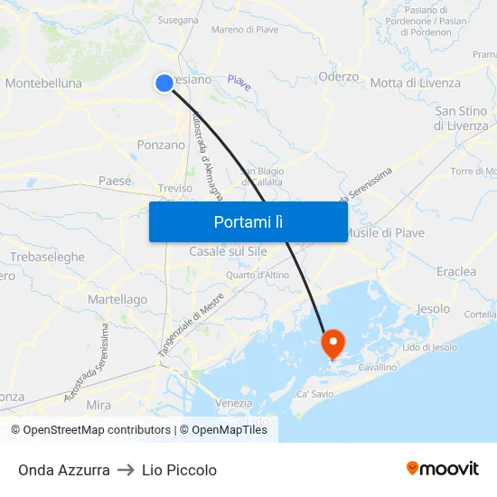 Onda Azzurra to Lio Piccolo map