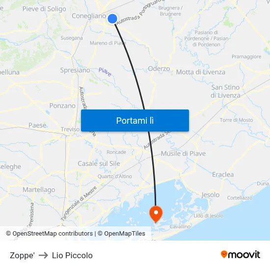 Zoppe' to Lio Piccolo map
