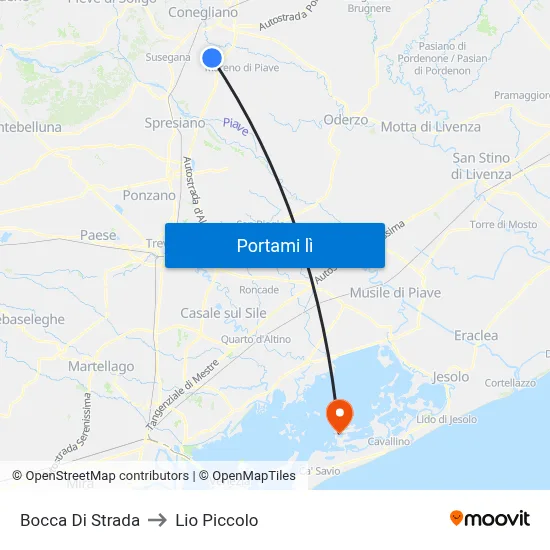 Bocca Di Strada to Lio Piccolo map