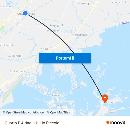 Quarto D'Altino to Lio Piccolo map