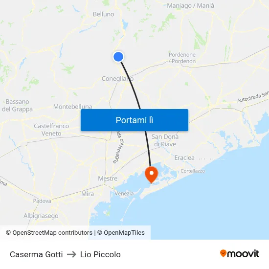 Caserma Gotti to Lio Piccolo map