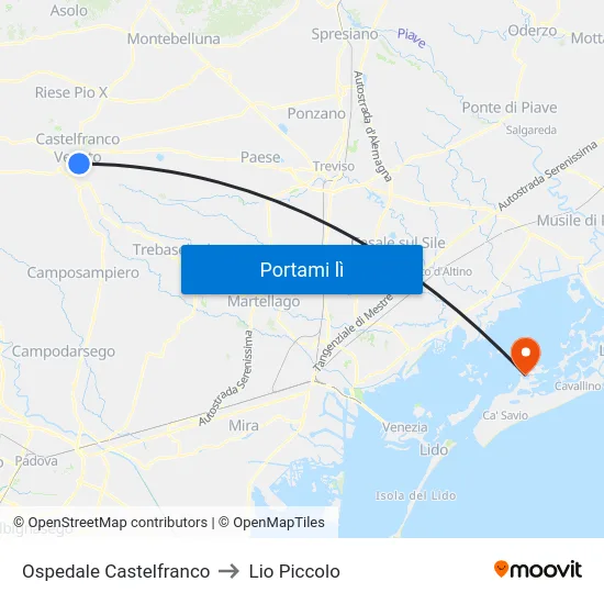 Ospedale Castelfranco to Lio Piccolo map