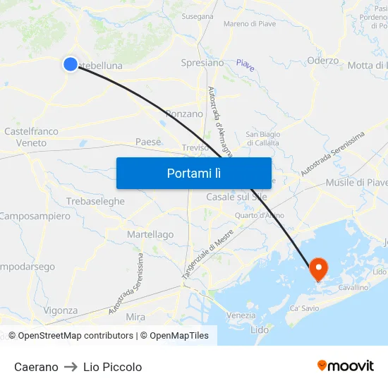Caerano to Lio Piccolo map