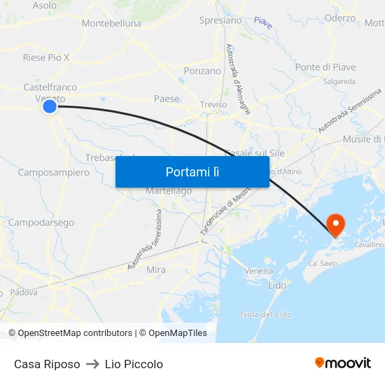 Casa Riposo to Lio Piccolo map