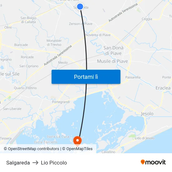 Salgareda to Lio Piccolo map