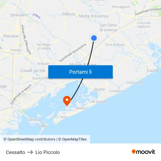 Cessalto to Lio Piccolo map