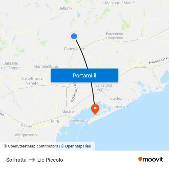 Soffratta to Lio Piccolo map