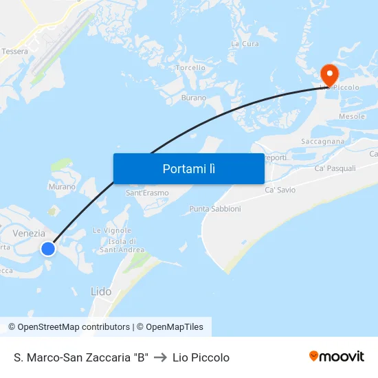 S. Marco-San Zaccaria "B" to Lio Piccolo map