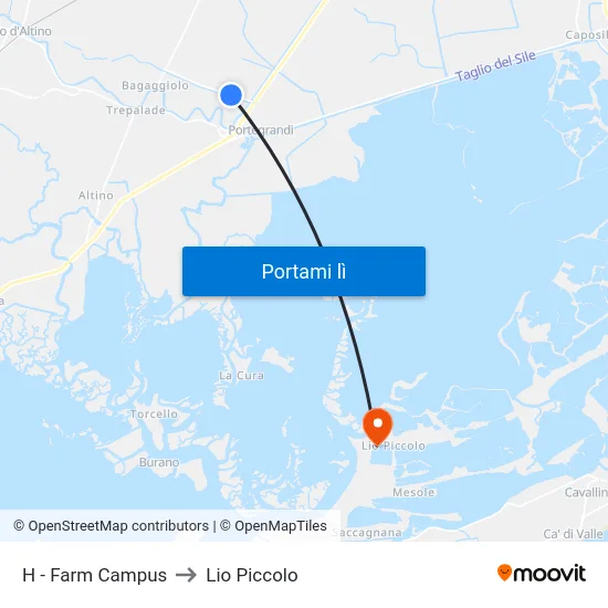 H - Farm Campus to Lio Piccolo map