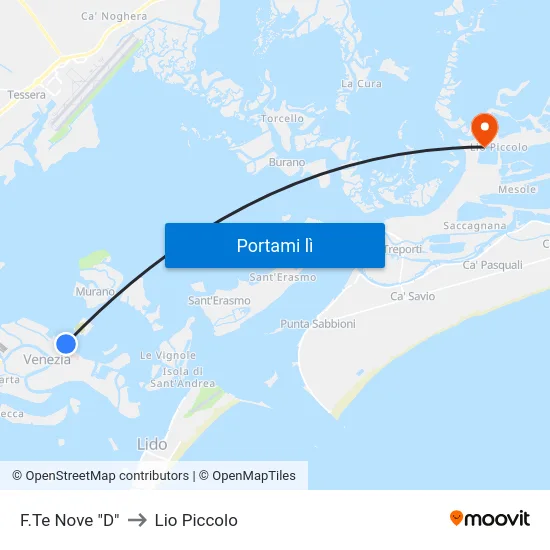 F.Te Nove "D" to Lio Piccolo map