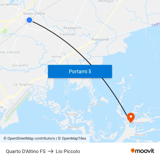 Quarto D'Altino FS to Lio Piccolo map
