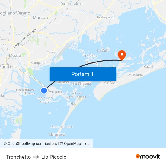 Tronchetto to Lio Piccolo map