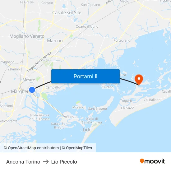 Ancona Torino to Lio Piccolo map