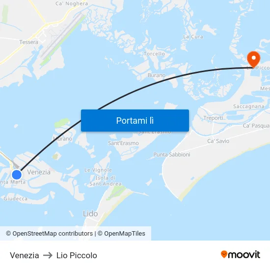 Venezia to Lio Piccolo map