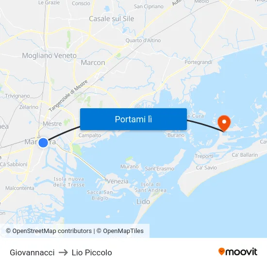 Giovannacci to Lio Piccolo map
