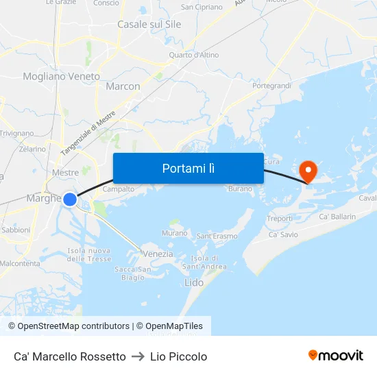 Ca' Marcello Rossetto to Lio Piccolo map
