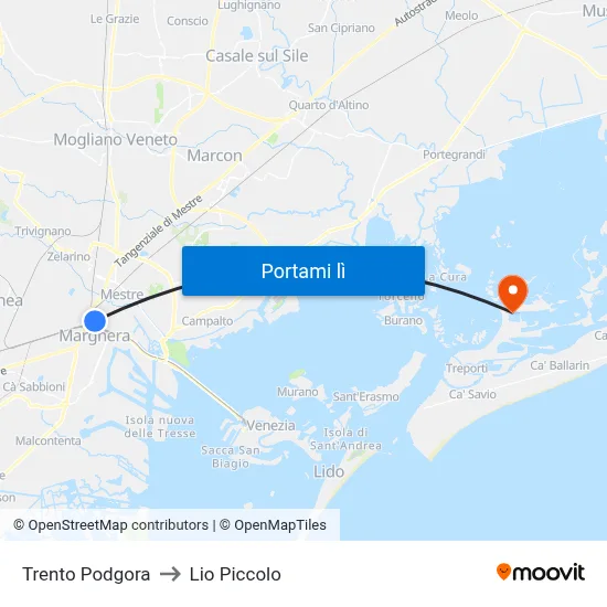 Trento Podgora to Lio Piccolo map