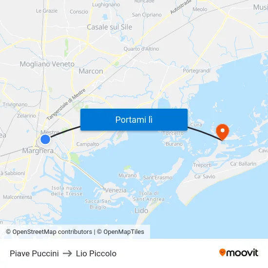 Piave Puccini to Lio Piccolo map