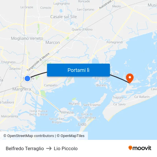 Belfredo Terraglio to Lio Piccolo map