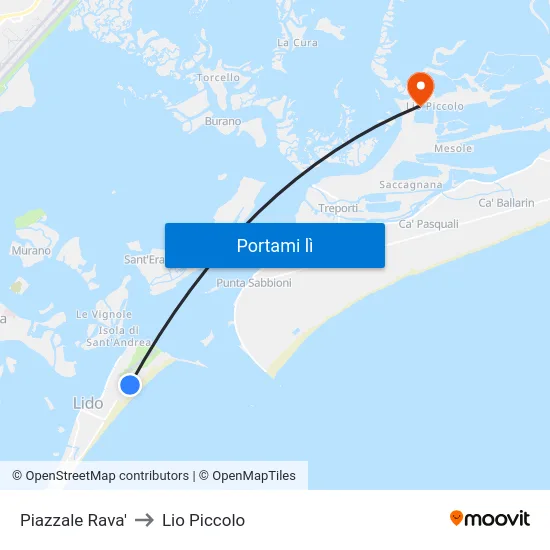Piazzale Rava' to Lio Piccolo map