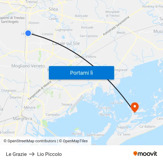 Le Grazie to Lio Piccolo map