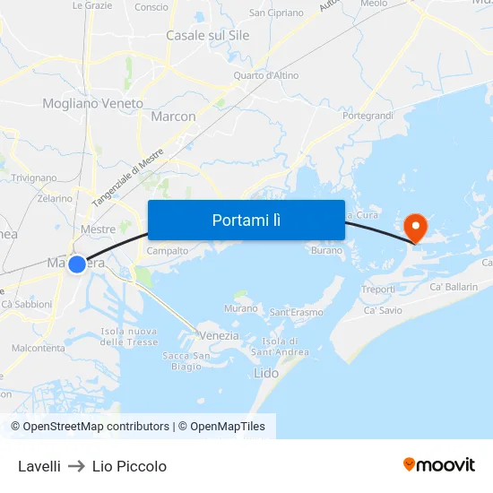 Lavelli to Lio Piccolo map