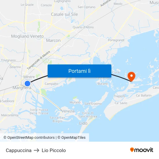 Cappuccina to Lio Piccolo map
