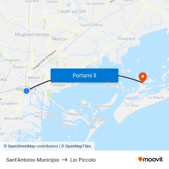 Sant'Antonio Municipio to Lio Piccolo map