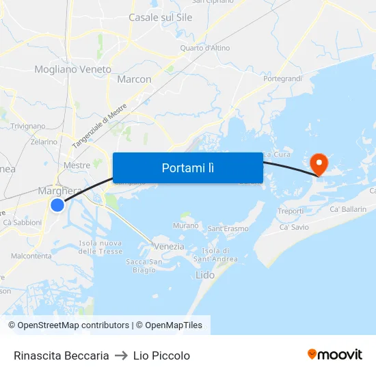 Rinascita Beccaria to Lio Piccolo map